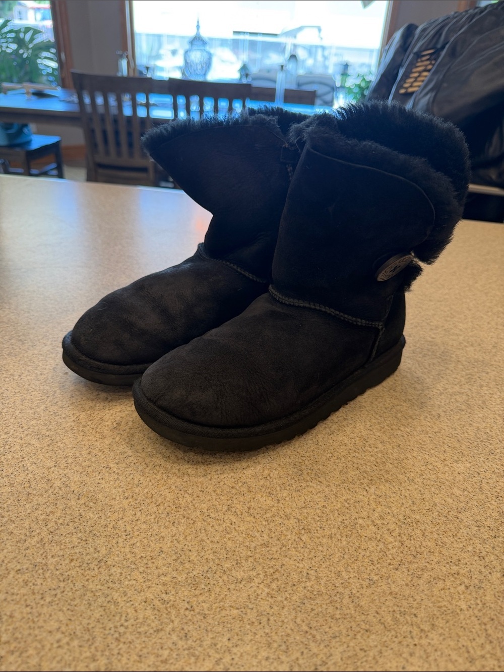 UGG Black Shearling-Lined Short Winter Boots